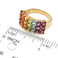 Anel Gem Treasures Ombre Rainbow com três fileiras de pedras preciosas e 3,63 quilates