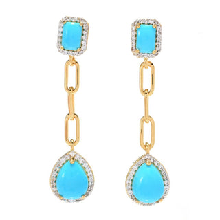 Brincos de turquesa e zircônia branca da Bela Adormecida da Gem Treasures