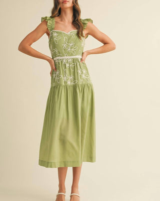 &amp;Merci - Vestido Midi Bordado Floral