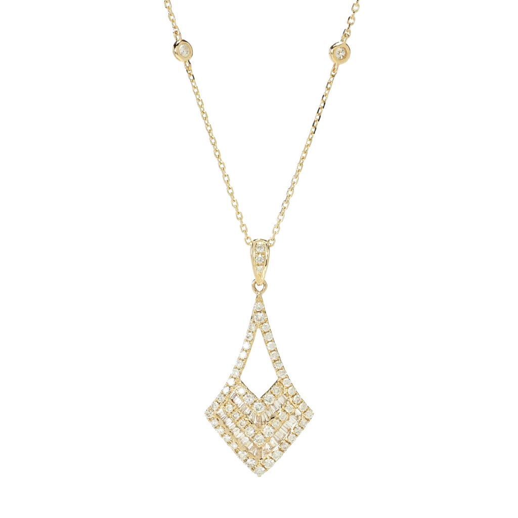 Pingente Chevron de Diamante 0,74ctw com Corrente Gems of Distinction em Ouro 14K