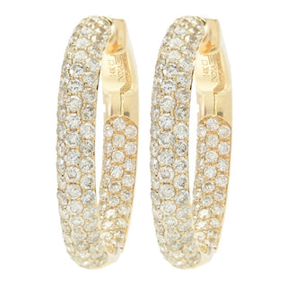 Gems of Distinction 14K Gold 1.90ctw Diamond Pave Hoop Earrings