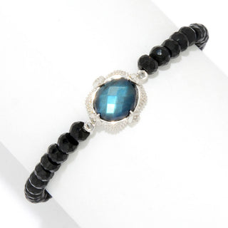 Pulseira dupla Hilary Joy SS de 6,75" ou 7,25" com pedras preciosas e labradorita