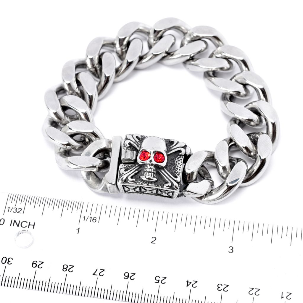 Pulseira masculina Invicta de aço inoxidável com caveira e elos à escolha