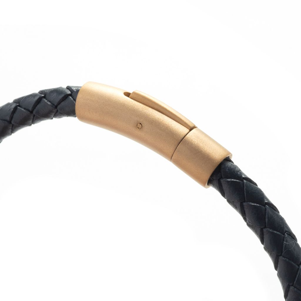 Pulseira de aço inoxidável e couro trançado Invicta Jewelry