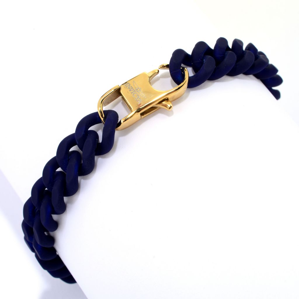 Pulseira de corrente de meio-fio revestida de borracha Invicta masculina, escolha o comprimento