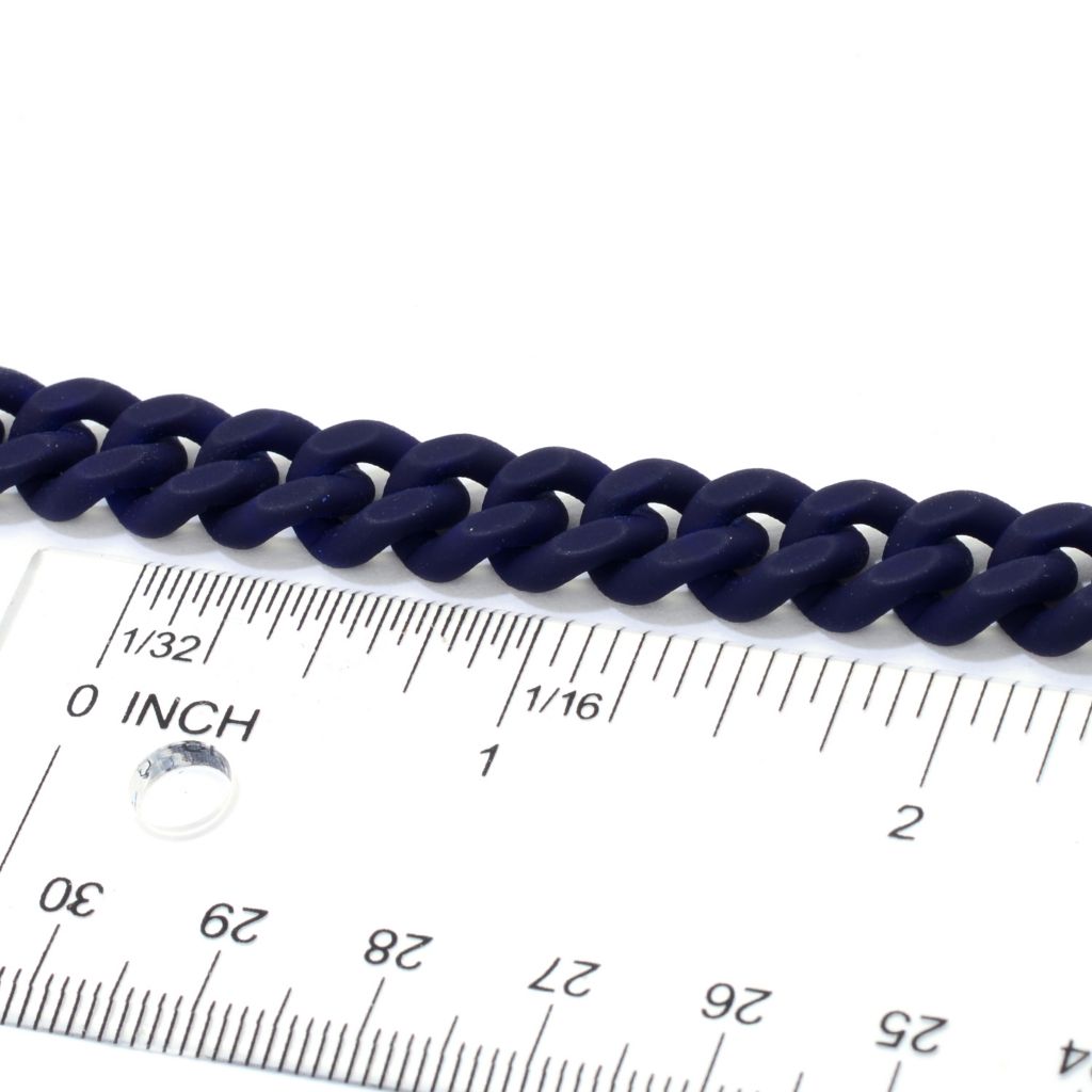 Pulseira de corrente de meio-fio revestida de borracha Invicta masculina, escolha o comprimento