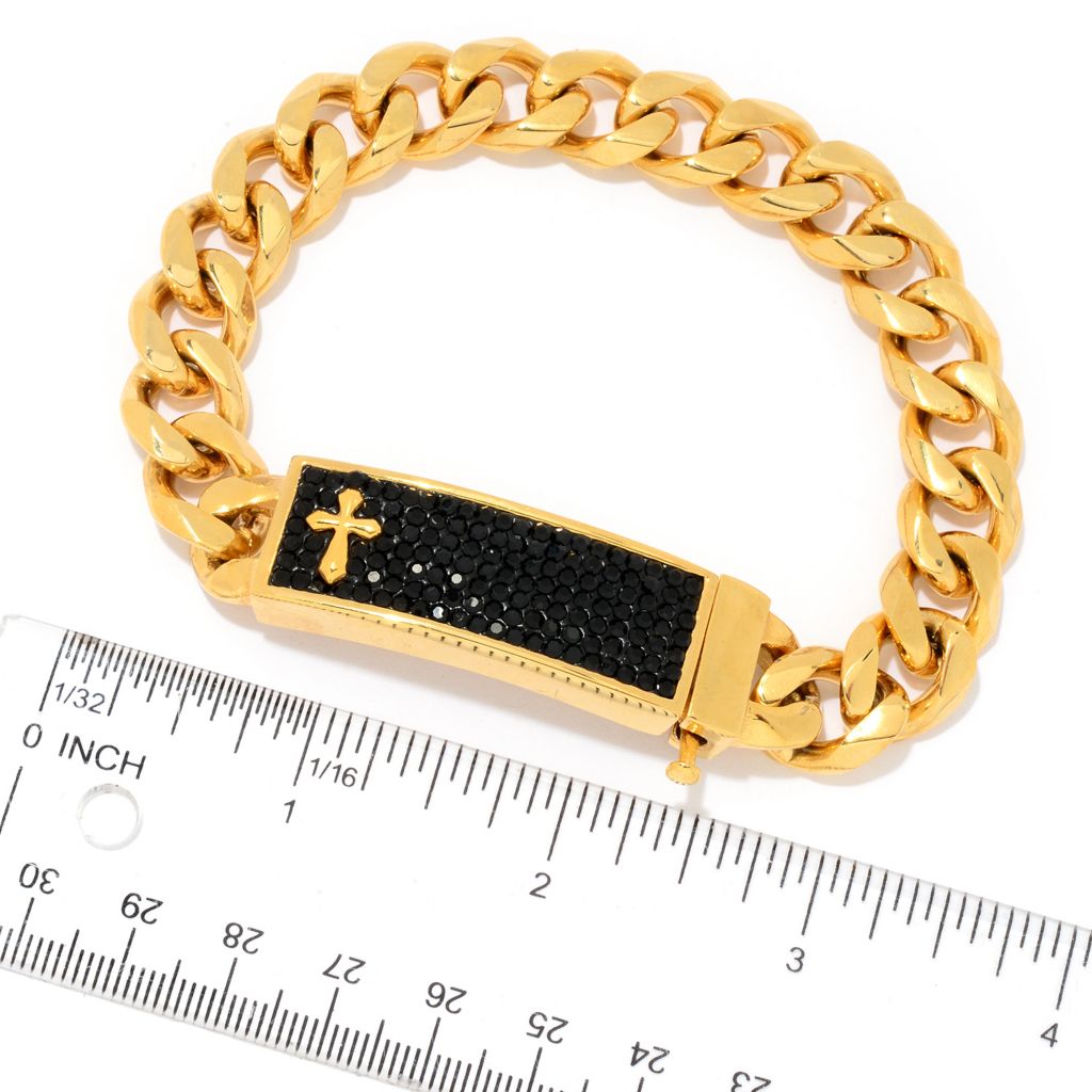 Pulseira Invicta Masculina de Aço Inoxidável com 9" de Elos em Forma de Caveira ou Cruz