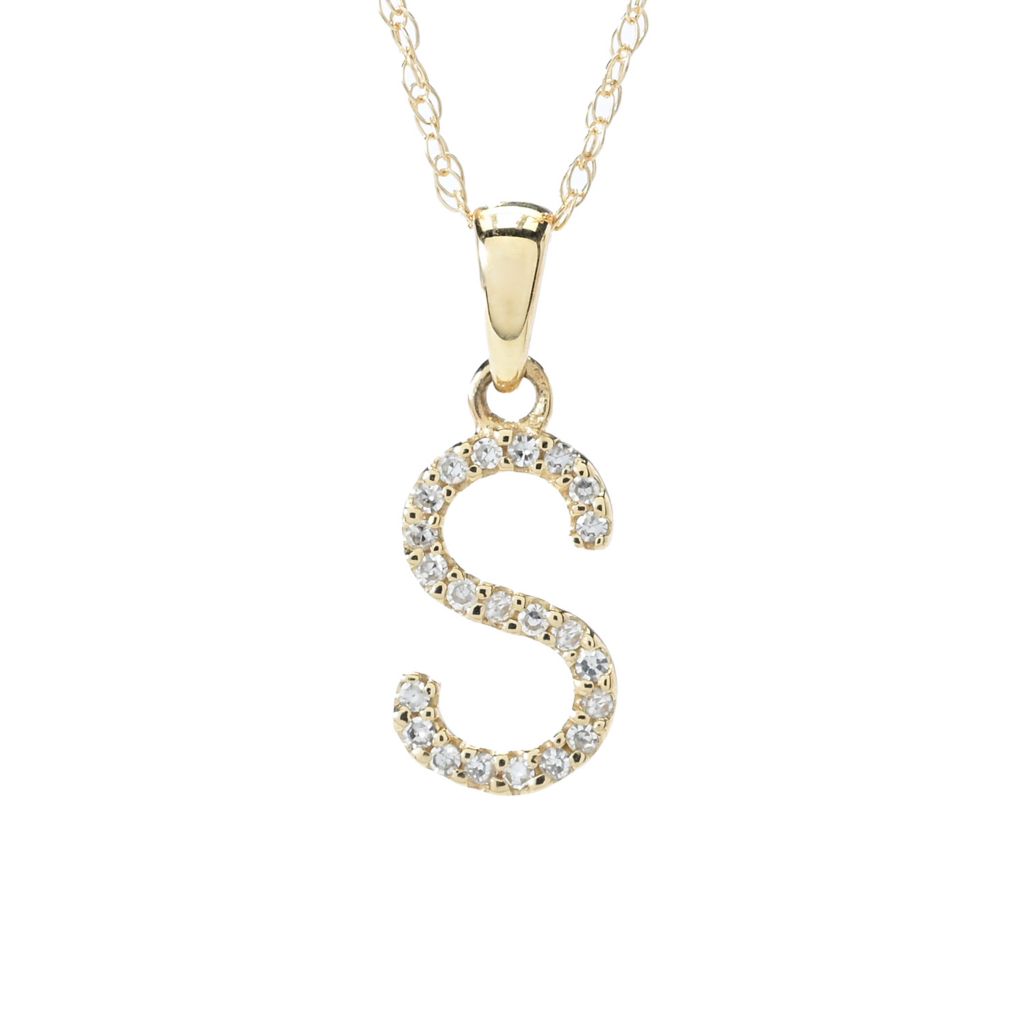 Pingente inicial com corrente e diamantes em ouro 14K da Sabrina Designs