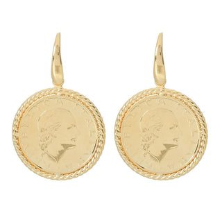 Brincos de moeda genuína de 200 liras banhados a ouro 18K da Toscana Italiana