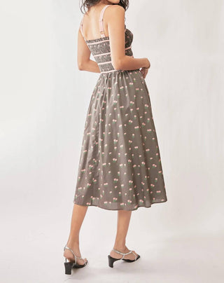 Trendsi - Davi &amp; Dani Vestido Midi com Corpete e Fita de Veludo Contrastante