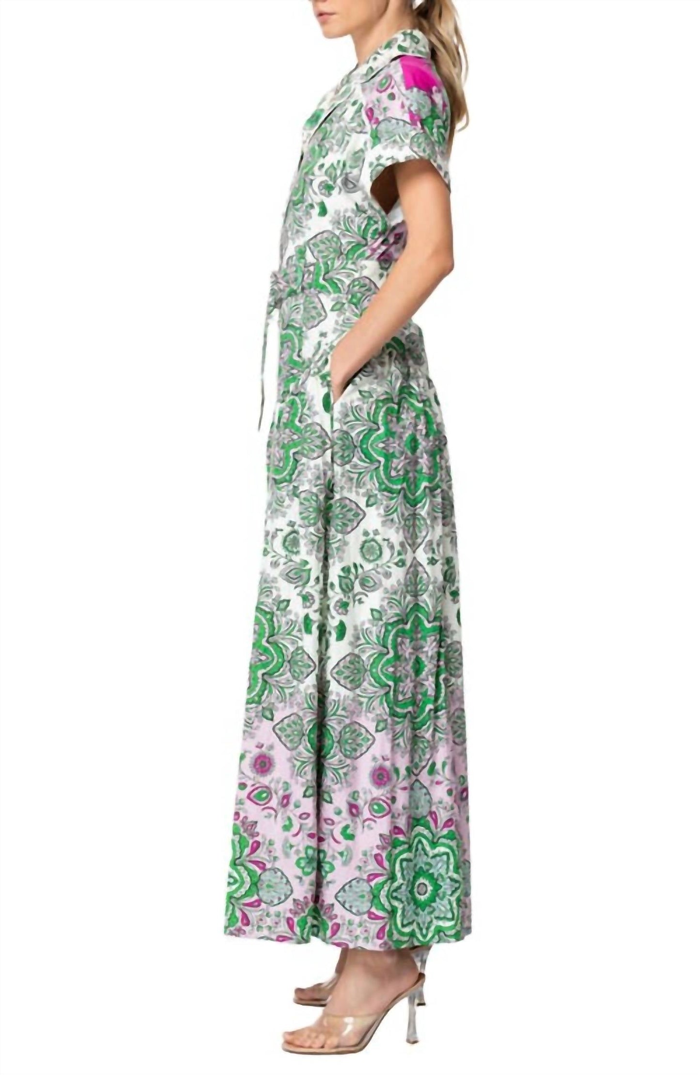 Ciebon - Rosalyn Floral Printed Midi Shirt Dress
