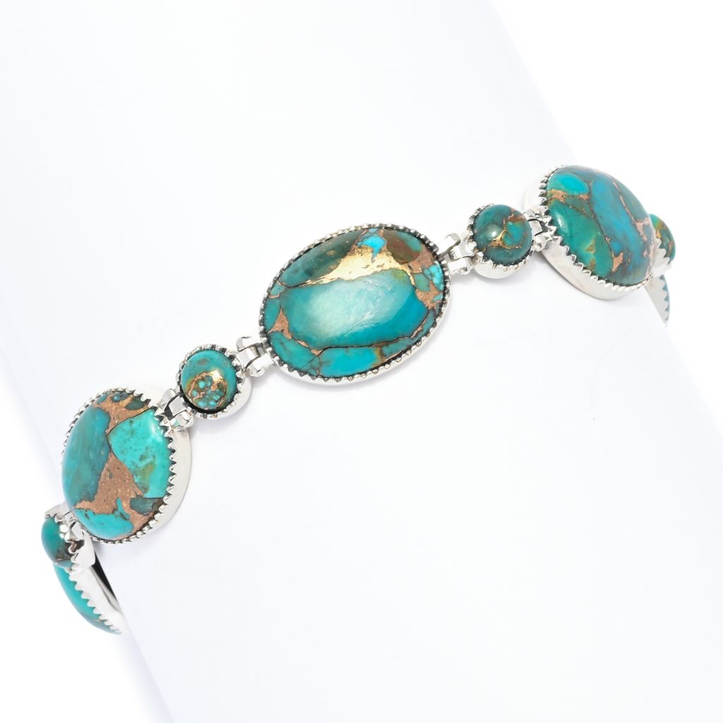 Pulseira de prata esterlina com escolha de pedra da Southwest Elements de 8,25 pol.