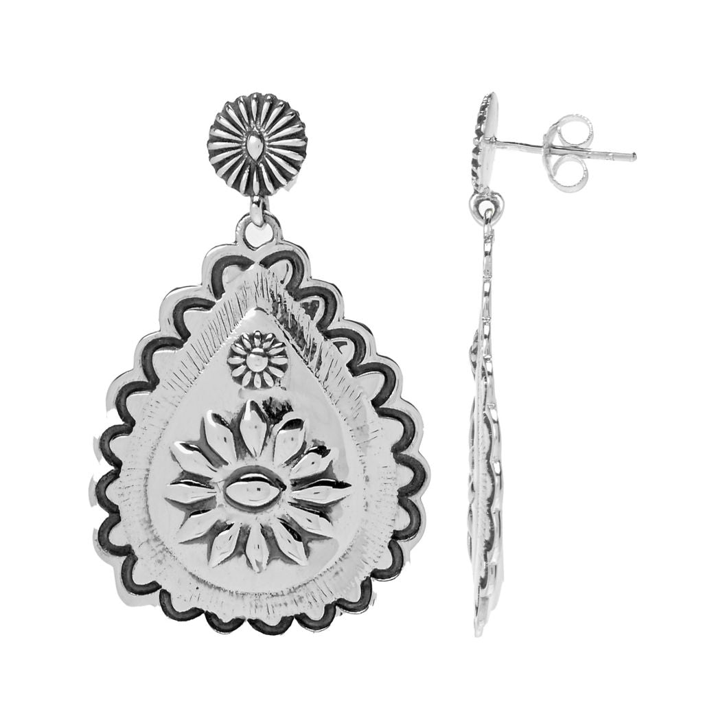 Brincos de concha em prata esterlina da Southwest Elements, 4,5 cm