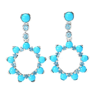 Artisan Silver by Samuel B. Sleeping Beauty Turquoise & Blue Topaz Earrings