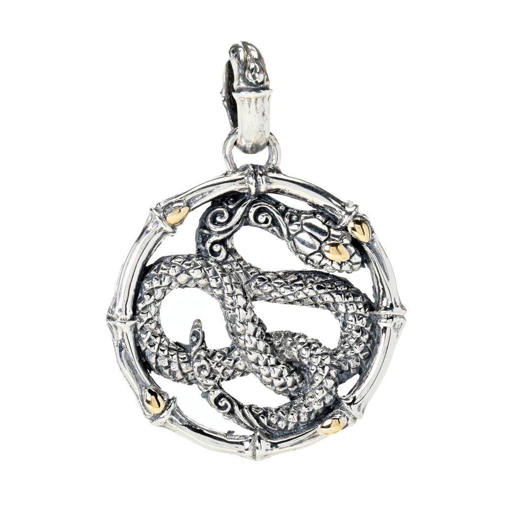artisan-silver-by-samuel-b-18k-gold-accented-round-snake-pendant