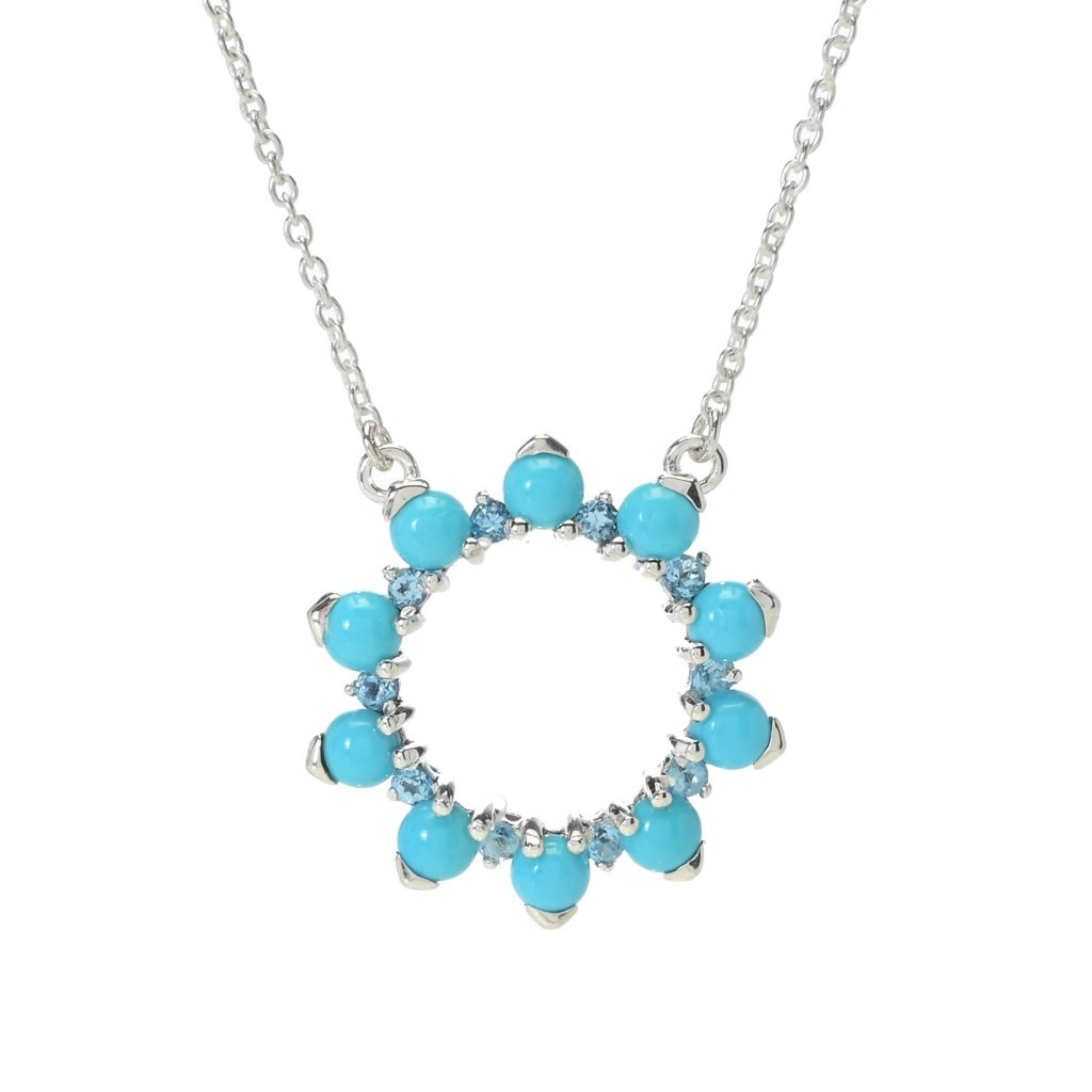 Colar Artisan Silver de Samuel B. Bela Adormecida com Turquesa e Topázio Azul