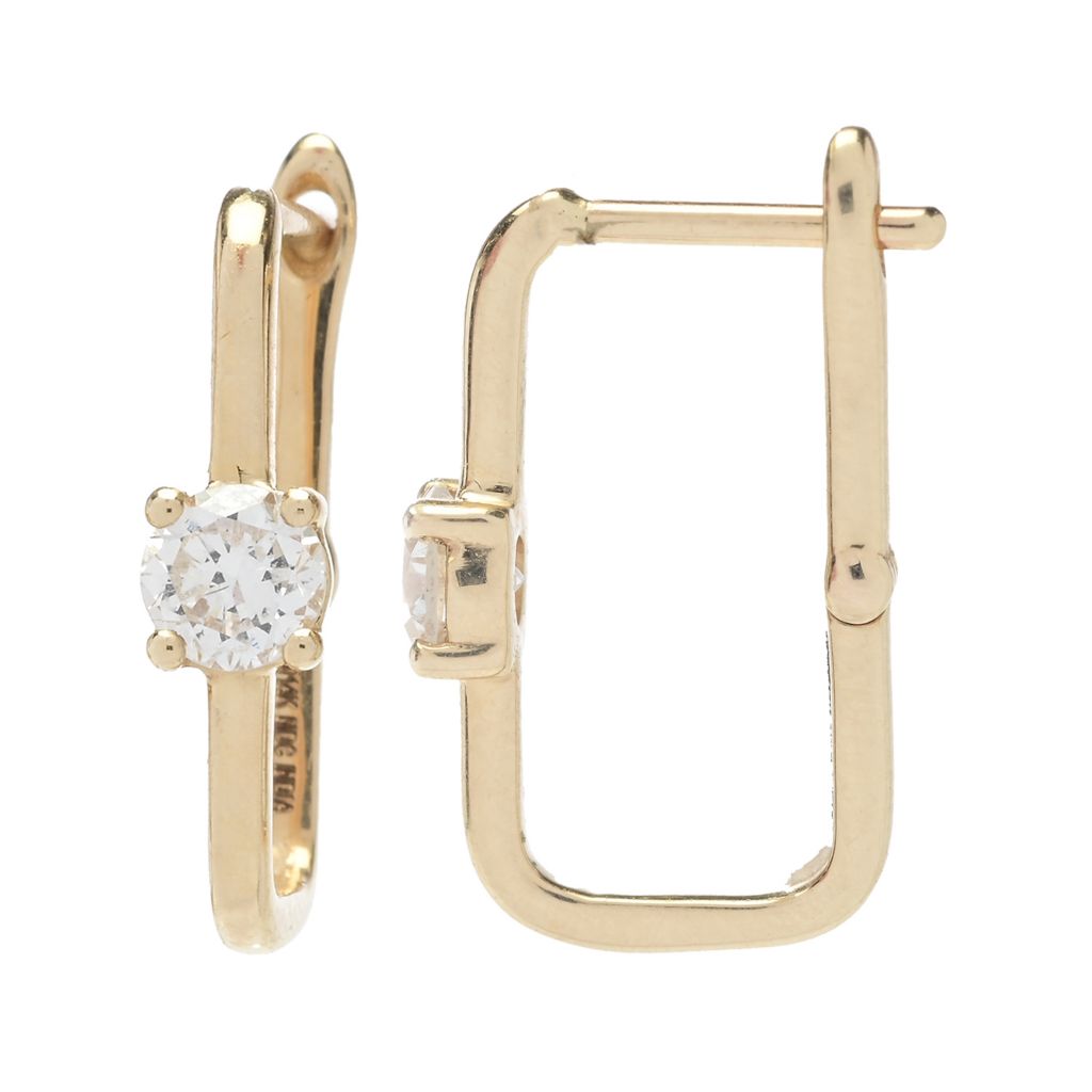 Brincos de argola com diamantes em ouro 14K e escolha de quilates da Gems of Distinction