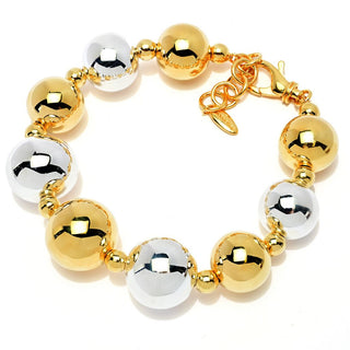 Pulseira Graziella banhada a ouro 23K com contas eletroformadas em dois tons