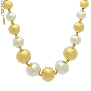 Colar de contas Graziella banhado a ouro 23K eletroformado em dois tons de 17" + 2"