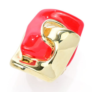 Anel Rolo quadrado com detalhes em esmalte eletroformado banhado a ouro 23K Graziella