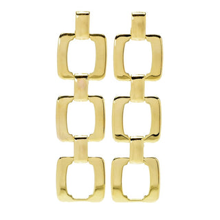 Brincos pendentes de 2" com elos quadrados polidos banhados a ouro 18K Toscana Italiana