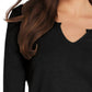 Bobi - Split V-neck Tee With Raw Cut Binding