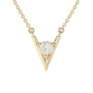Gems of Distinction 14K Gold 0.25ctw Diamond Chevron Pendant w/ Chain