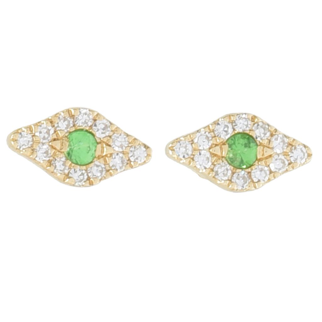 Brincos de ouro 14K com pedras preciosas e diamantes da Sabrina Designs com efeito de mau-olhado