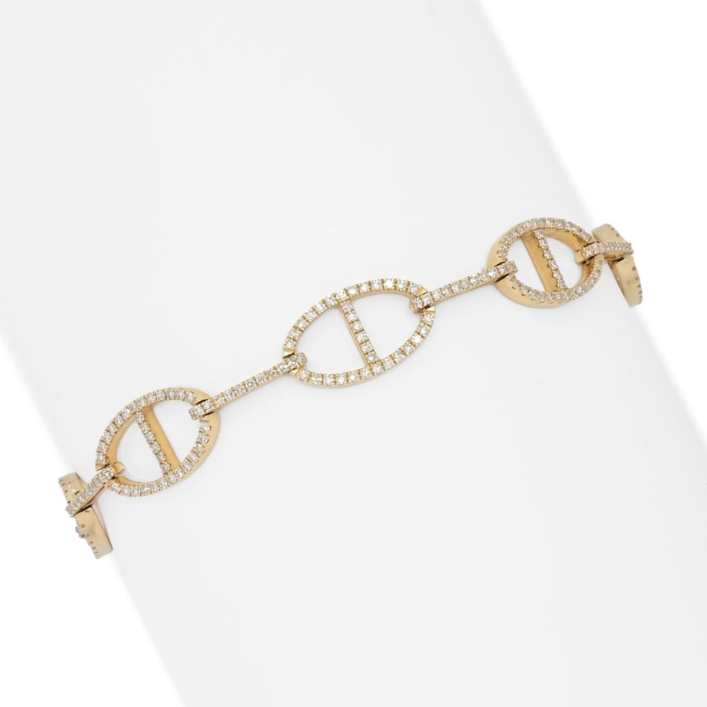 Pulseira Sabrina Designs de ouro 14K polido com diamante de 1,20 quilates e 7"