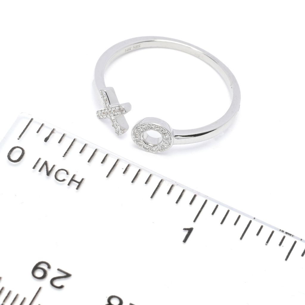 Anel XO de diamante polido 0,08ctw em ouro 14K da Sabrina Designs, 1,8 gramas