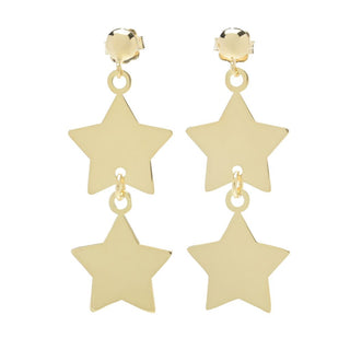 Brincos pendentes de duas camadas com pingentes banhados a ouro 18K da Toscana Italiana