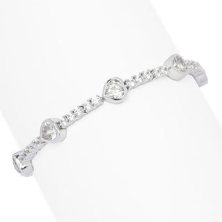 Pulseira de tênis Gem Treasures com topázio branco e zircônia em formato de coração