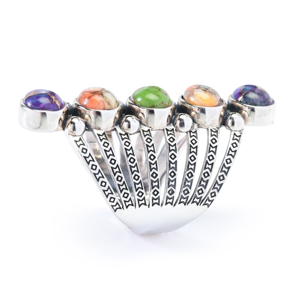 Anel alongado de turquesa com 5 pedras, escolha da Southwest Elements