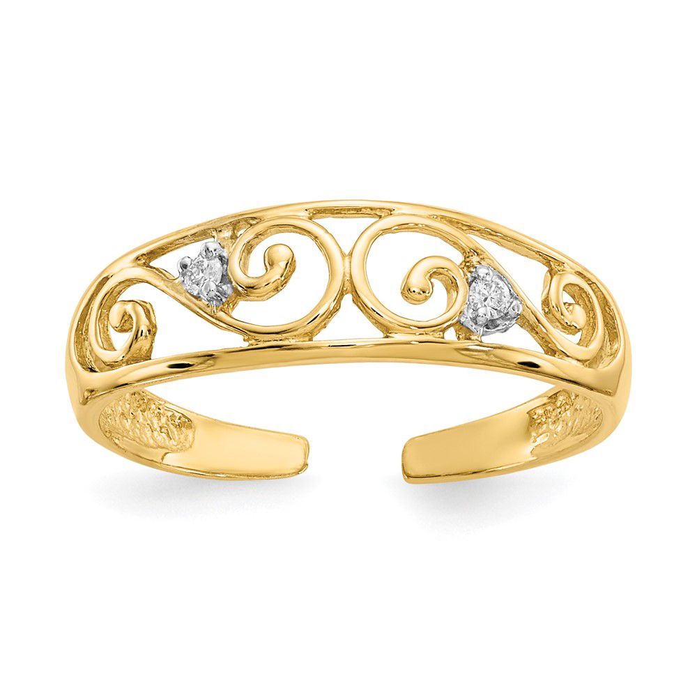 Anel de diamante com ponta de rolagem em ouro 14K e 0,02cttw da Gold Standard Jewelry Company