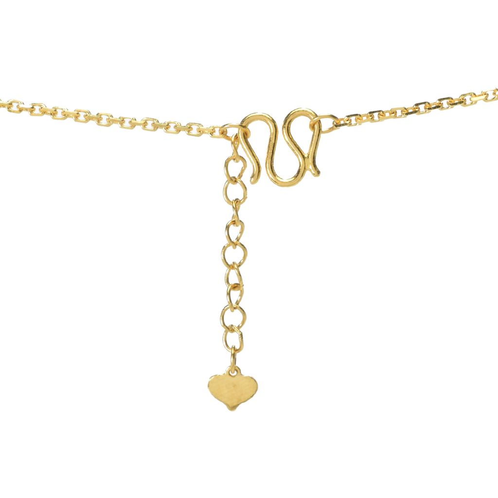 Colar Lambert Cheng de 18"+1" com Jade Tingido em Ouro 24K, 8,5 gramas