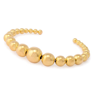 Pulseira Toscana Italiana banhada a ouro 18K com contas polidas e fecho de pressão