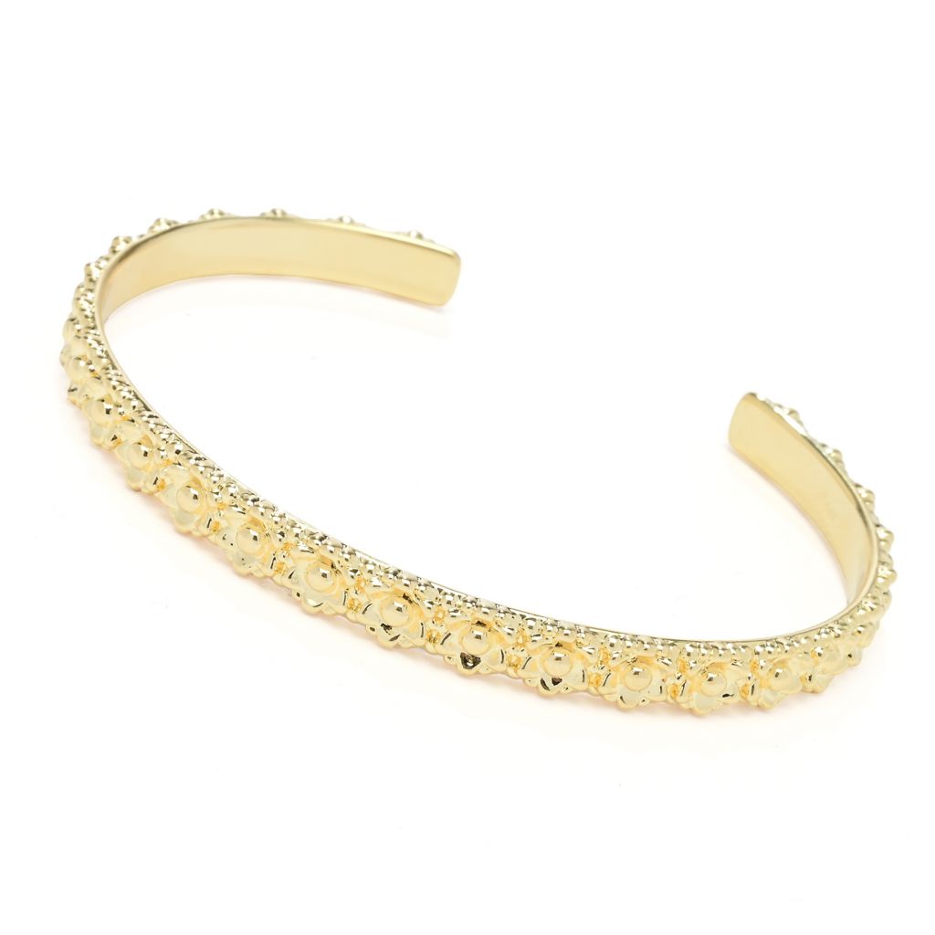 Pulseira Toscana Italiana com detalhes florais e banho de ouro 18K