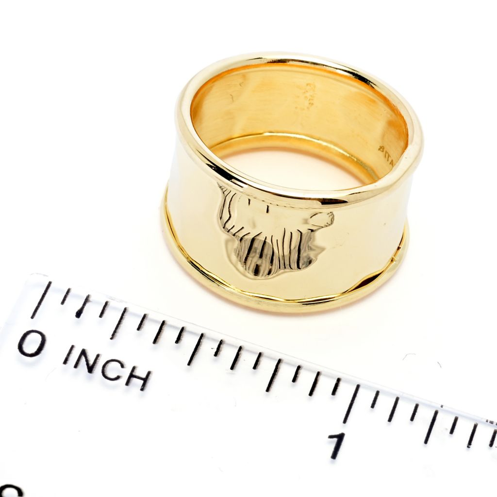 Anel de banda etrusca banhado a ouro 18K Toscana Italiana com acabamento à escolha