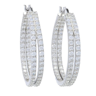 Brincos de argola dupla fileira de diamantes simulados Sorrento em prata italiana 2,34 DEW