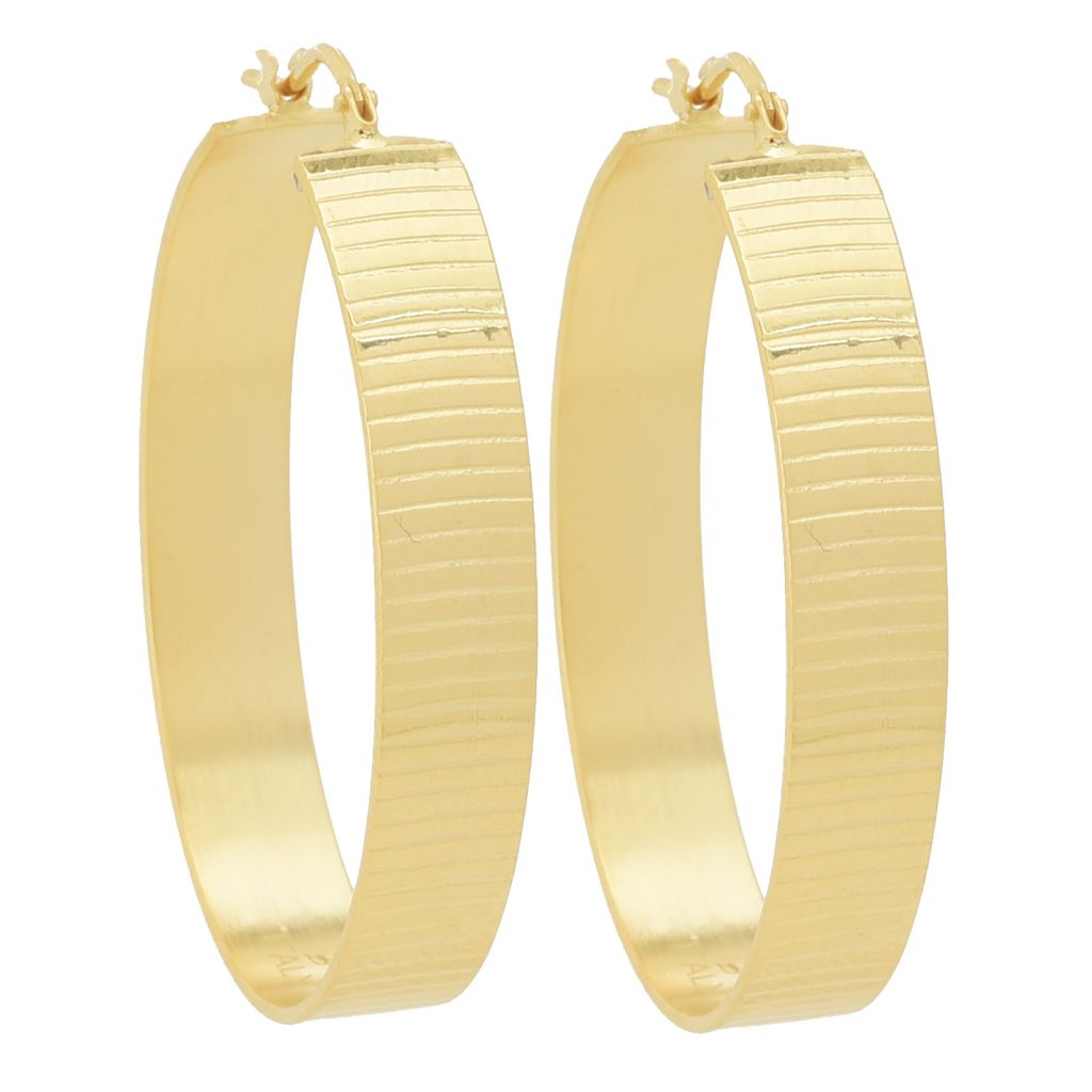 Brincos de argola de 3,8 cm banhados a ouro 18K Toscana Italiana com acabamento à escolha