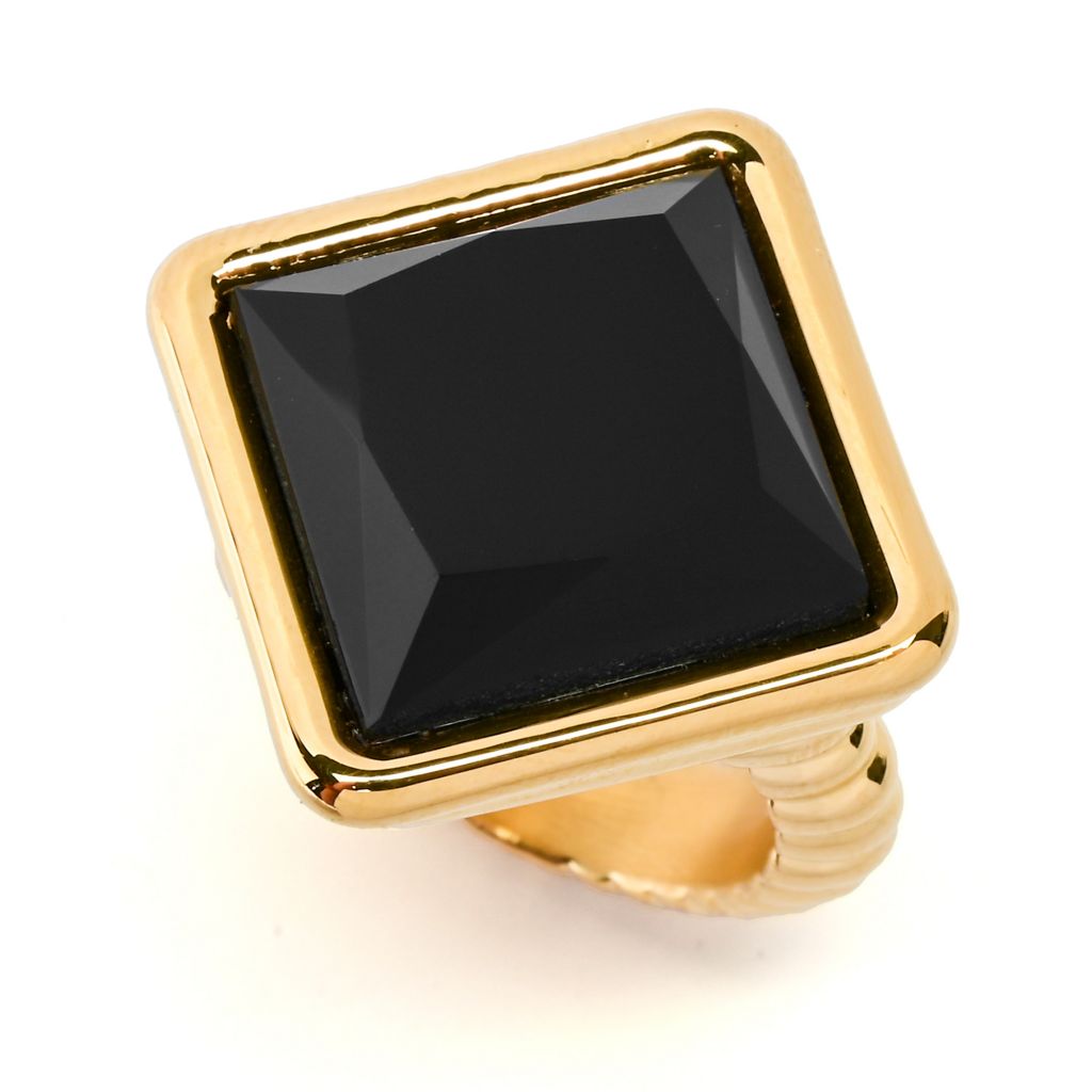 Anel de ouro 18K da coleção VOGA com eletroforma e gema quadrada de 15 mm