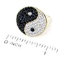 Anel Yin e Yang banhado a ouro 18K com zircônia branca de 2,58 quilates e espinélio
