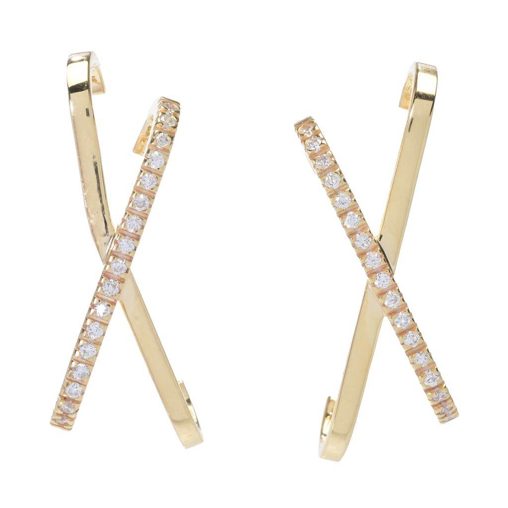 Brincos de diamante X DIAMORE em ouro 14K polido com 0,17ctw, 2,9 gramas