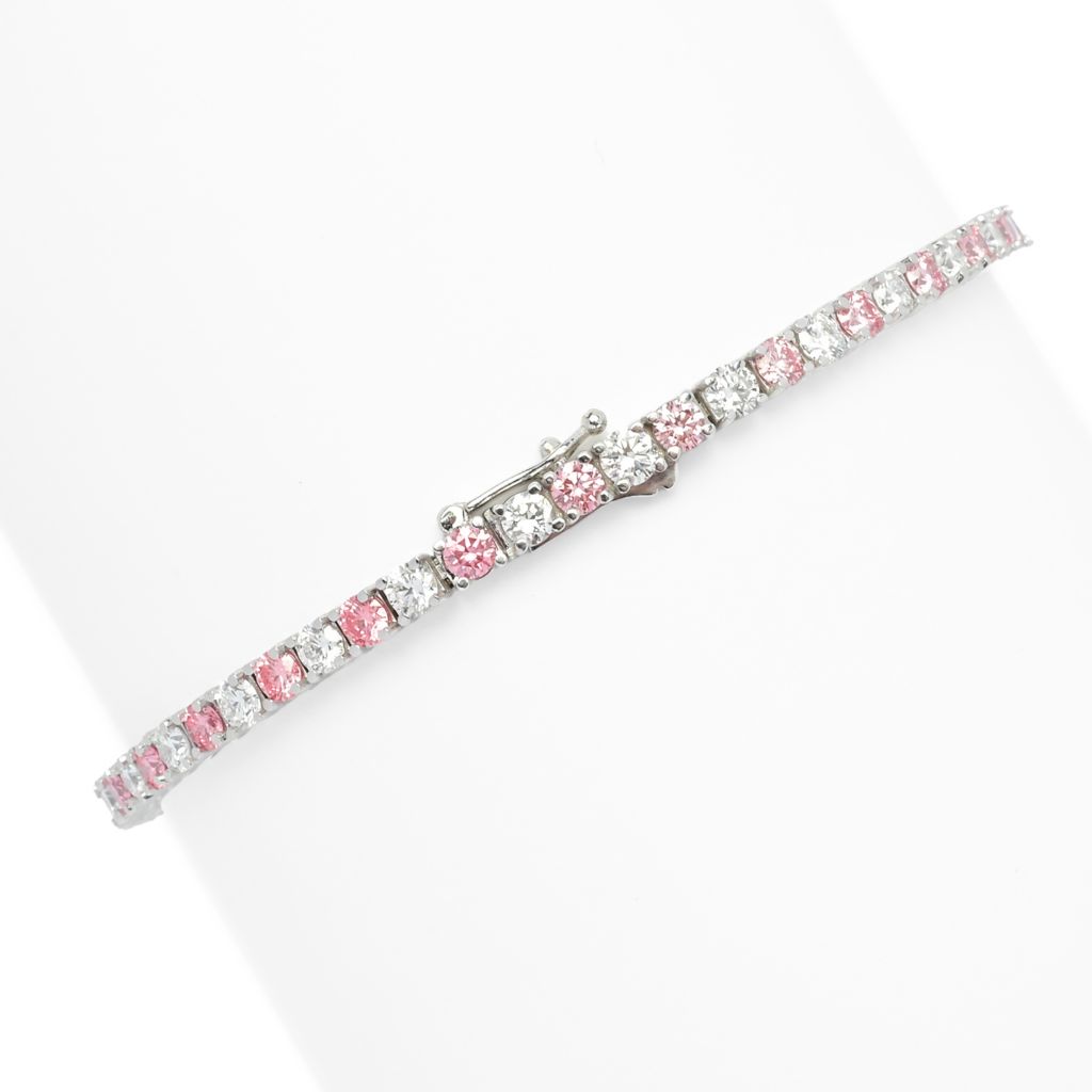 Pulseira de tênis com diamantes cultivados em laboratório rosa e branco de 5,00 quilates da Peace Jewelers