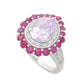 Anel Gem Treasures Halo de 3,45 quilates com kunzita, rubi birmanês e zircônia branca