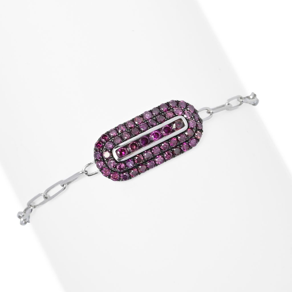 diamond-treasures-14k-white-gold-2-01ctw-purple-diamond-east-west-cluster-bracelet