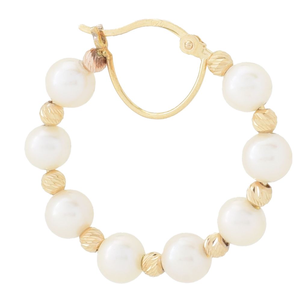 Brincos de argola com contas de pérolas cultivadas de água doce Imperial Pearl