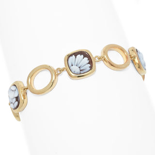Pulseira Cameo Italiano "Classica" de 11 mm com estampa floral e elos abertos