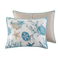 6 Piece Cotton Sateen Quilt Set with Throw Pillows Aqua Full/Queen