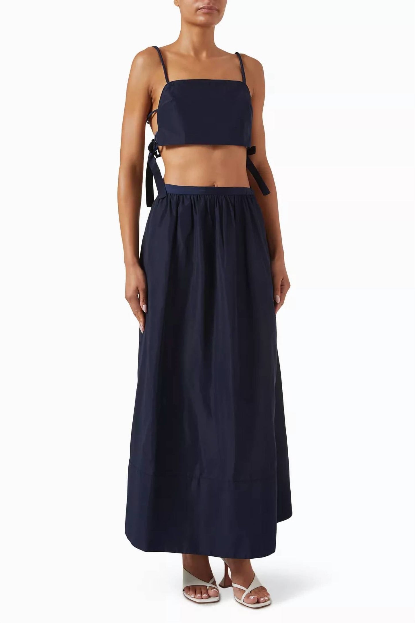 Adriana Degreas - Geometric Spaghetti Strap Crop Top and Voluminous Skirt Set